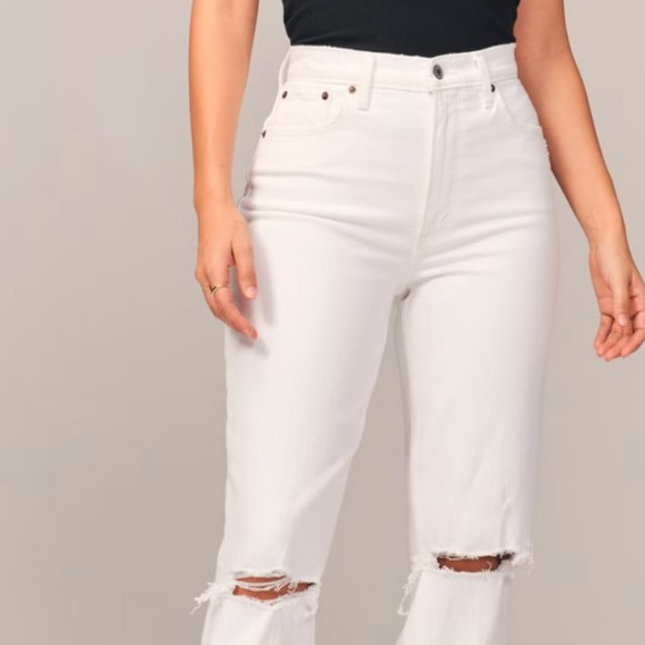Abercrombie & Fitch Cream Straight Leg Jeans - Picture 2 of 12